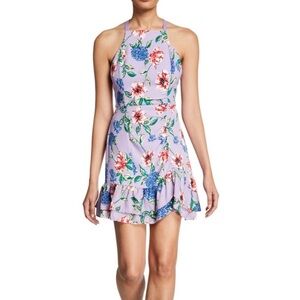 Parker (NWT) Amina Floral Halter Ruffle mini Lilac purple dress